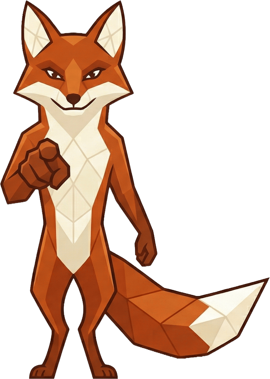 Mr. Fox pointing at you — your private AI assistant is ready